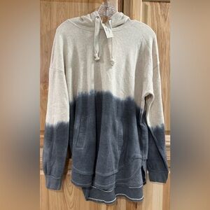 Ocean Drive Cream and Charcoal Ombre Tie Dye Cozy Stylish Relaxed Hoodie